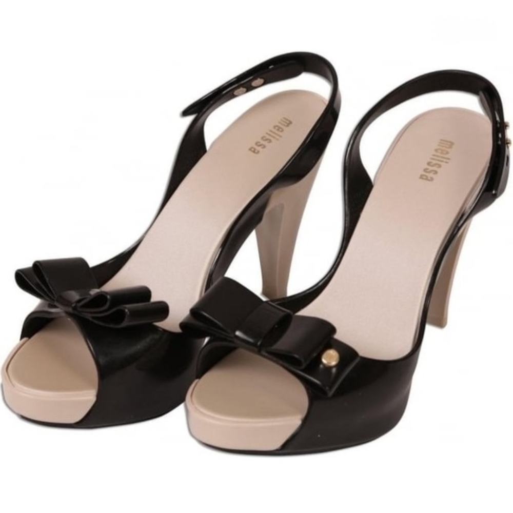 Melissa Black and Cream Bow Heels